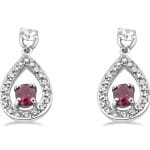 Pave set diamond and ruby earrings