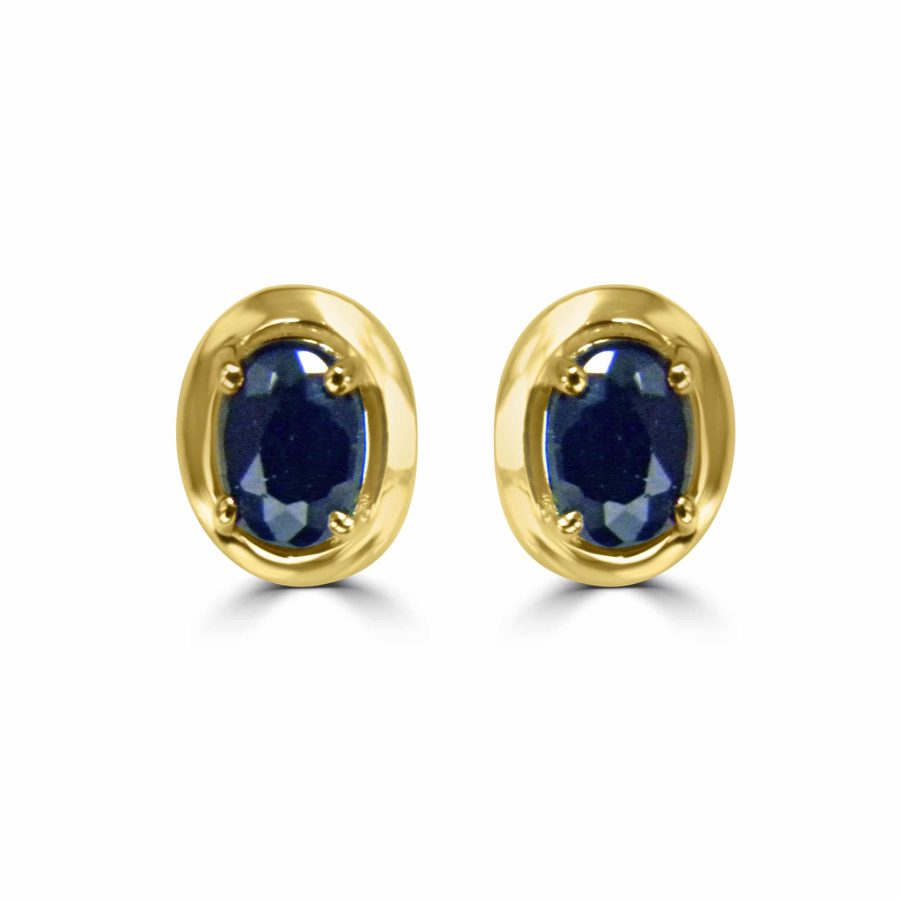 Australian Sapphire Earrings with 18 CT Yellow Gold