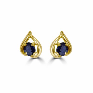 Round Australian Sapphire Earrings. 18ct Yellow Gold Sapphire Earrings