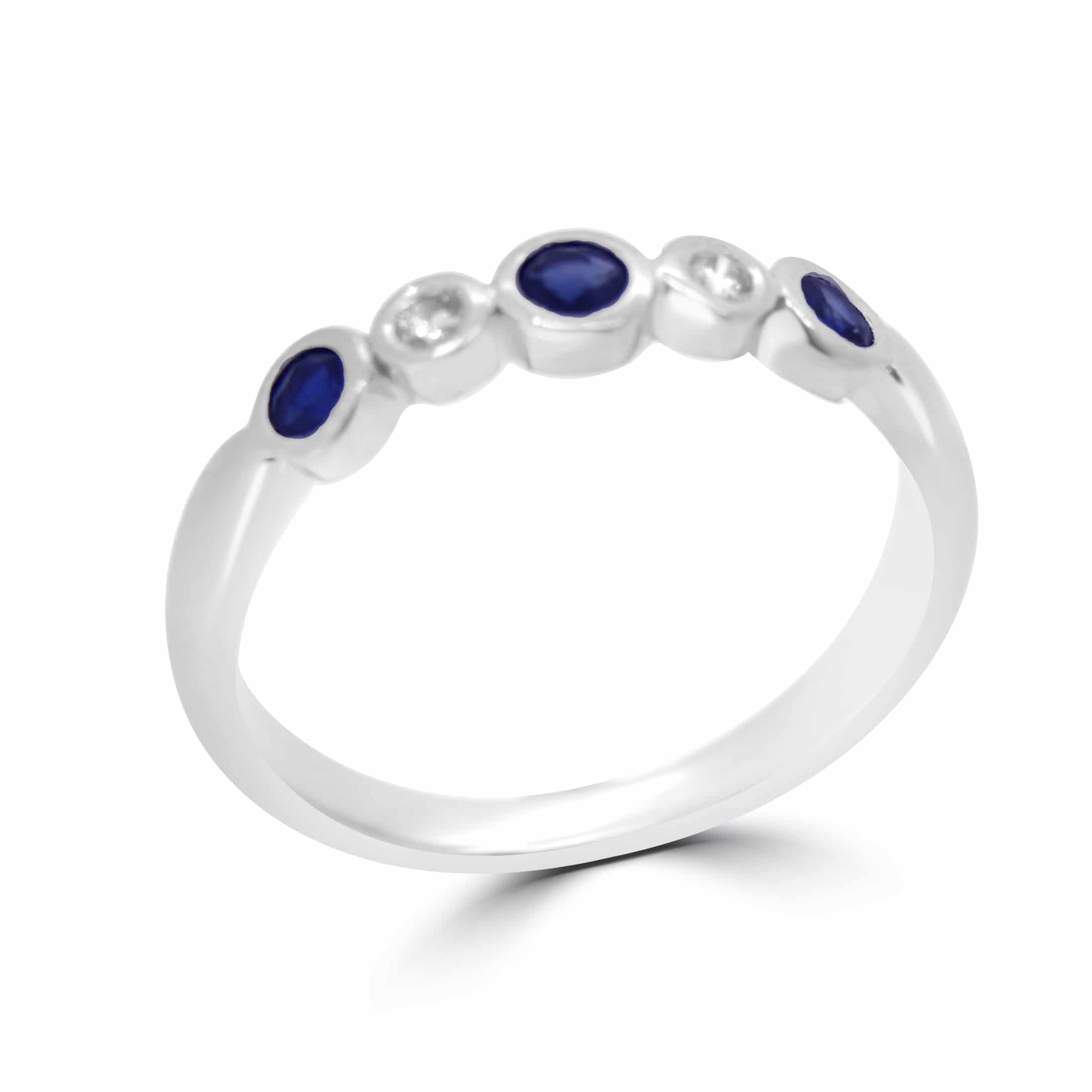 Bezel set Round Sapphire and Round White Diamond