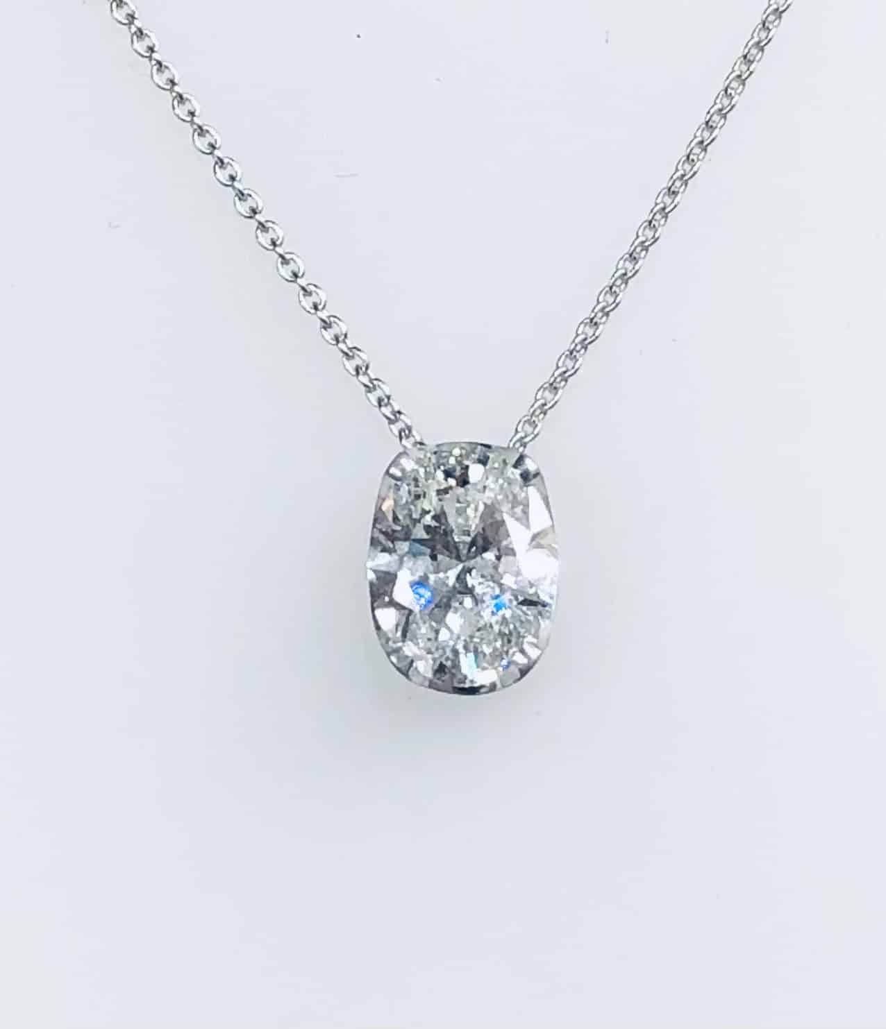 Anastasia 18ct White Gold Slider Pendant With A O 60 Ct Oval Cut