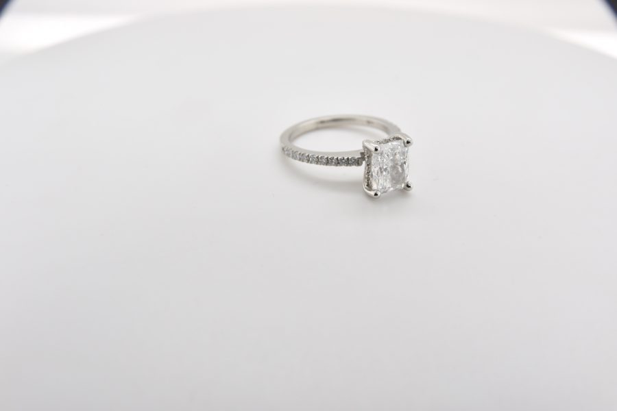 White gold radiant cut engagement ring