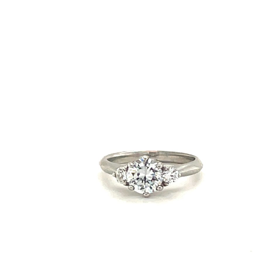 Swing Trio Engagement Ring in White Gold