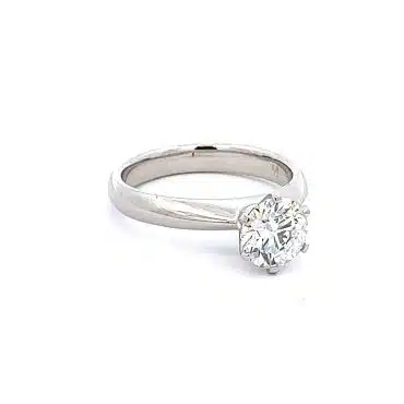 Asscher cut diamond engagement ring, white gold