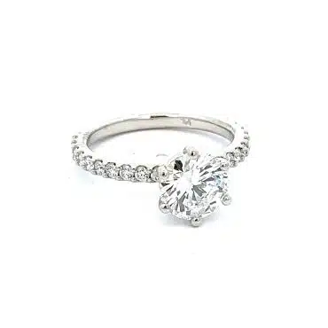 Round Diamond Engagement Ring with Side Diamonds, white gold