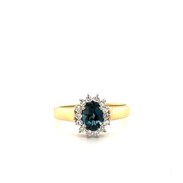 Sapphire gemstone with a beautiful diamond halo