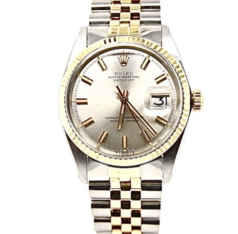 two tone white and gold Rolex watch