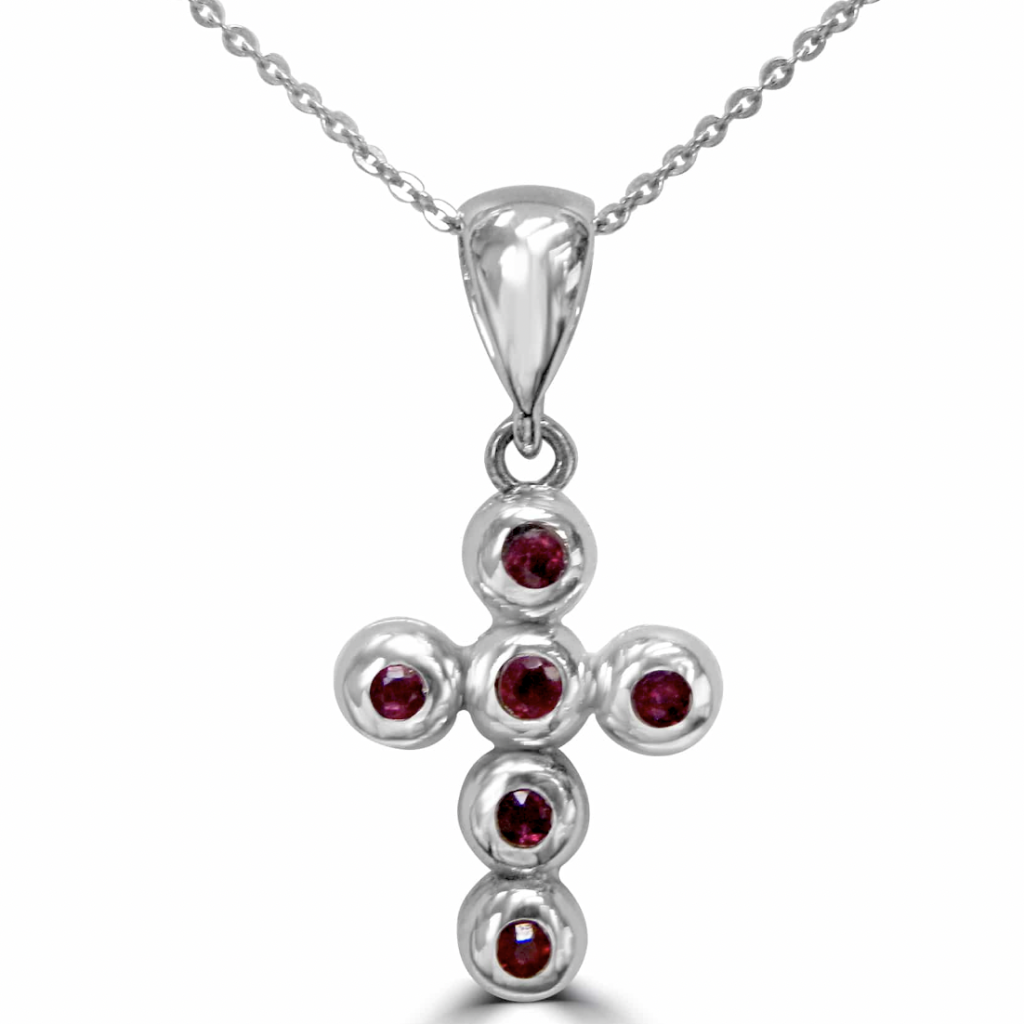 Ruby Cross 18CT White Gold Ruby Cross Pendant