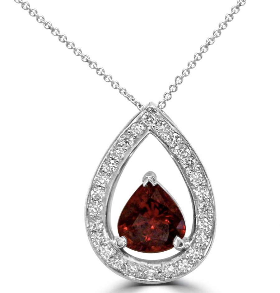 Pave set diamond & Ruby Pendant