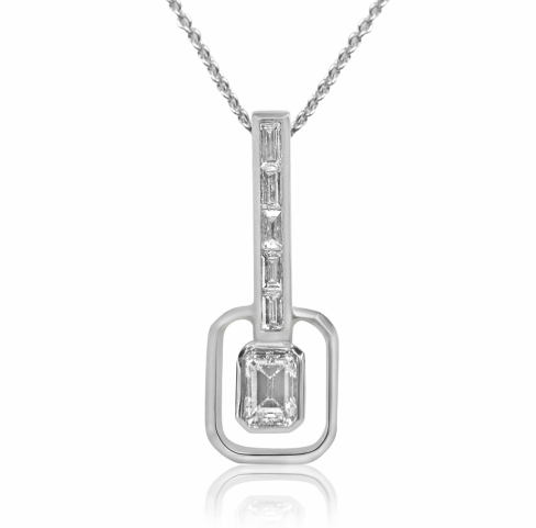 Emerald & Baguette Diamond Pendant