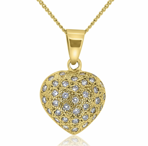 Diamond Heart Pendant In Yellow Gold