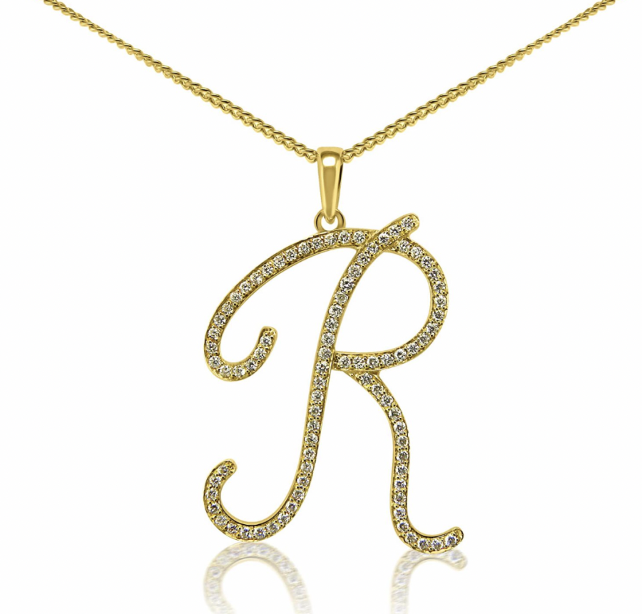 Diamond 'R' Letter Pendant