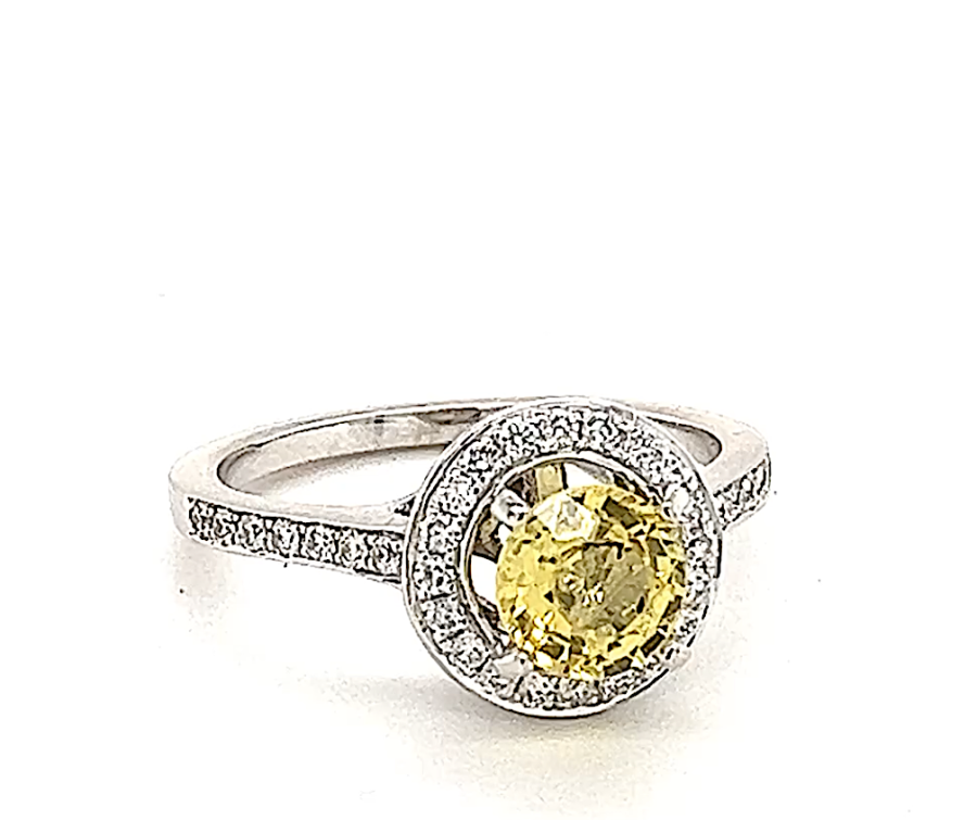 Yellow Diamond Radiant Halo Diamond Ring