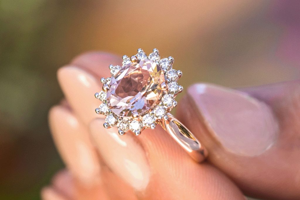 Morganite engagement ring, gemstone engagement ring