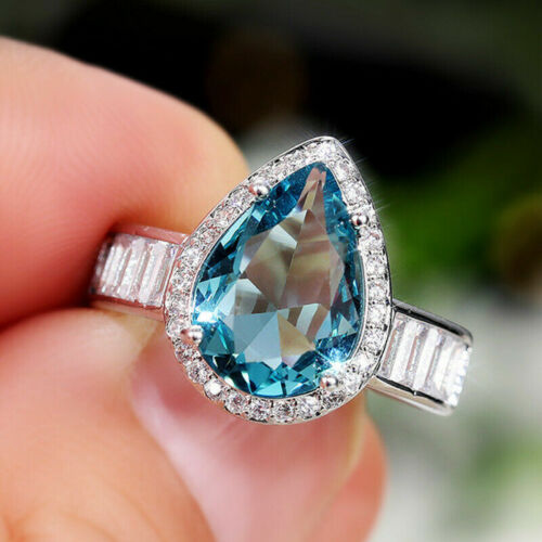 Aquamarine engagement ring, gemstone engagement ring