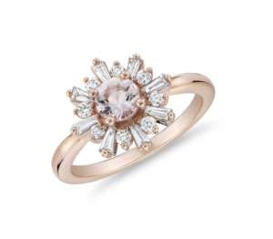 Baguette Diamond Halo Ring