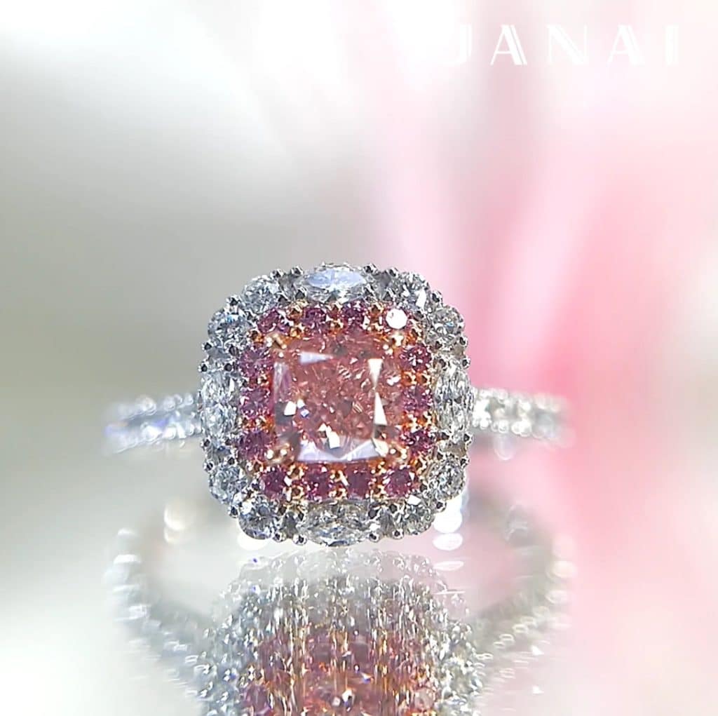 Large & Rare Ladies Platinum & GIA Certified Fancy Orangy Pink