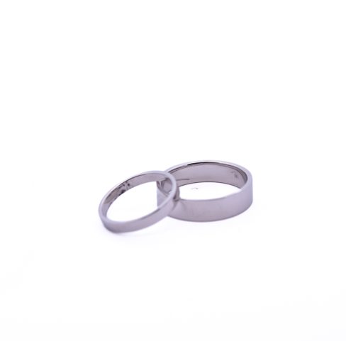 White Gold Smooth Band wedding band sets