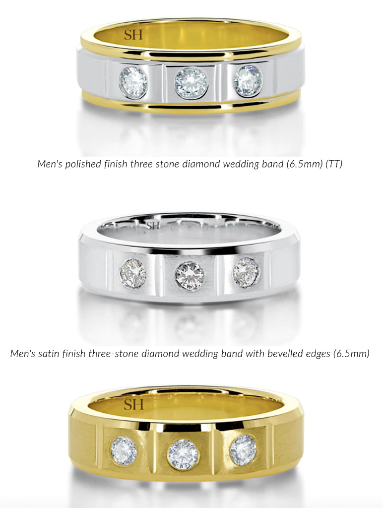 Three-Stone Men’s Wedding Bands