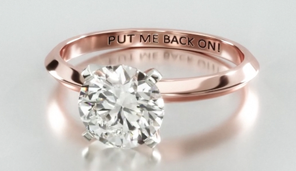 Personalised Messages engraved engagement ring