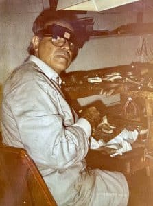 Orfeo Anania in his workshop.