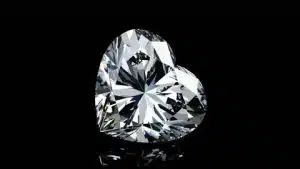 Heart cut diamond on a black background