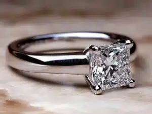 Elegant diamond engagement ring on display